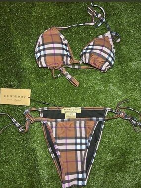 Burberry check triangle bikini set size small